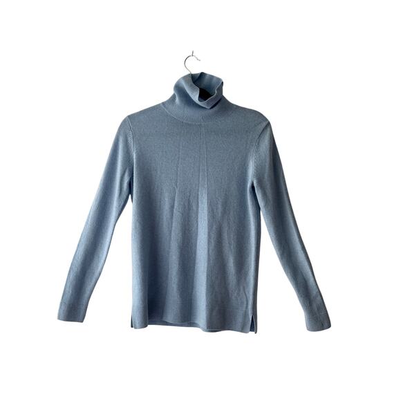 Neiman Marcus Cashmere Collection Sky Blue Turtleneck Sweater S - Picture 1 of 7